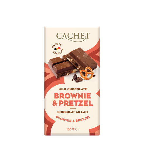 Afbeelding cachet melk brownie pretzel 31% 180gr