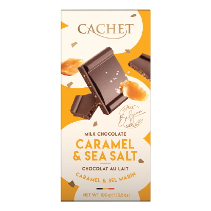 Afbeelding cachet melk karamel zeezout 31% 100gr